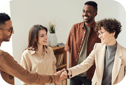 Real estate team shaking hands